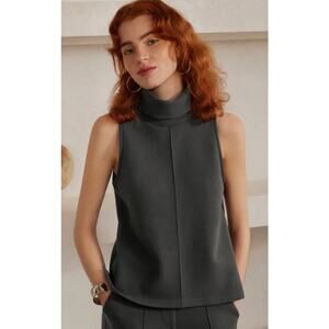 Brand New OGL Women's Size S Gray FuzzLuxe Turtle Neck Split Hem Top